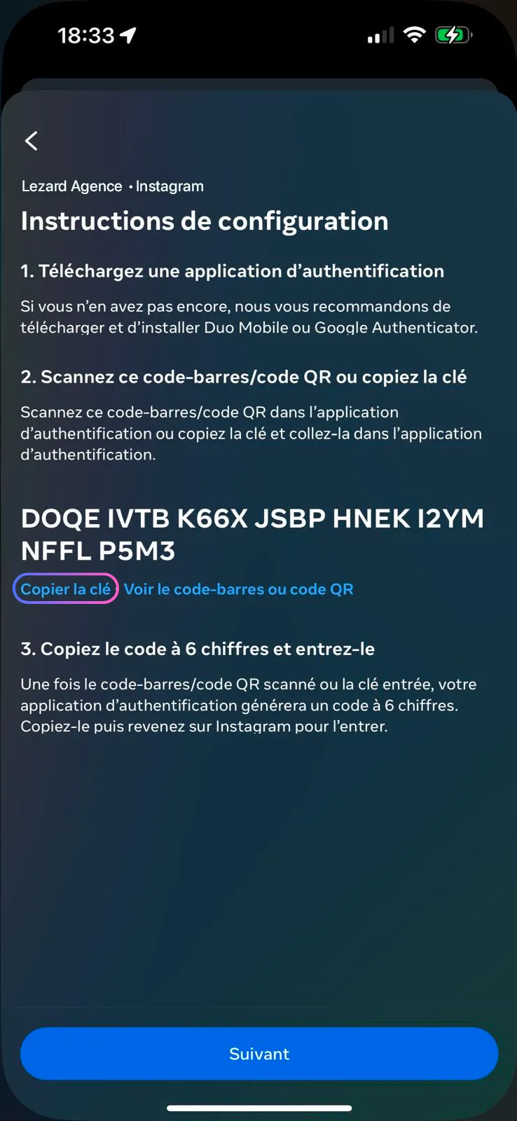 Copy the key