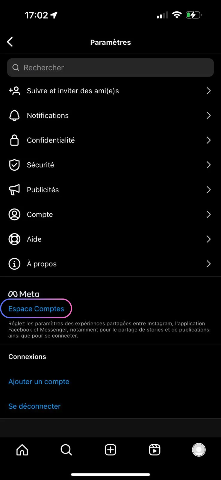 Select "Blue Account Space"